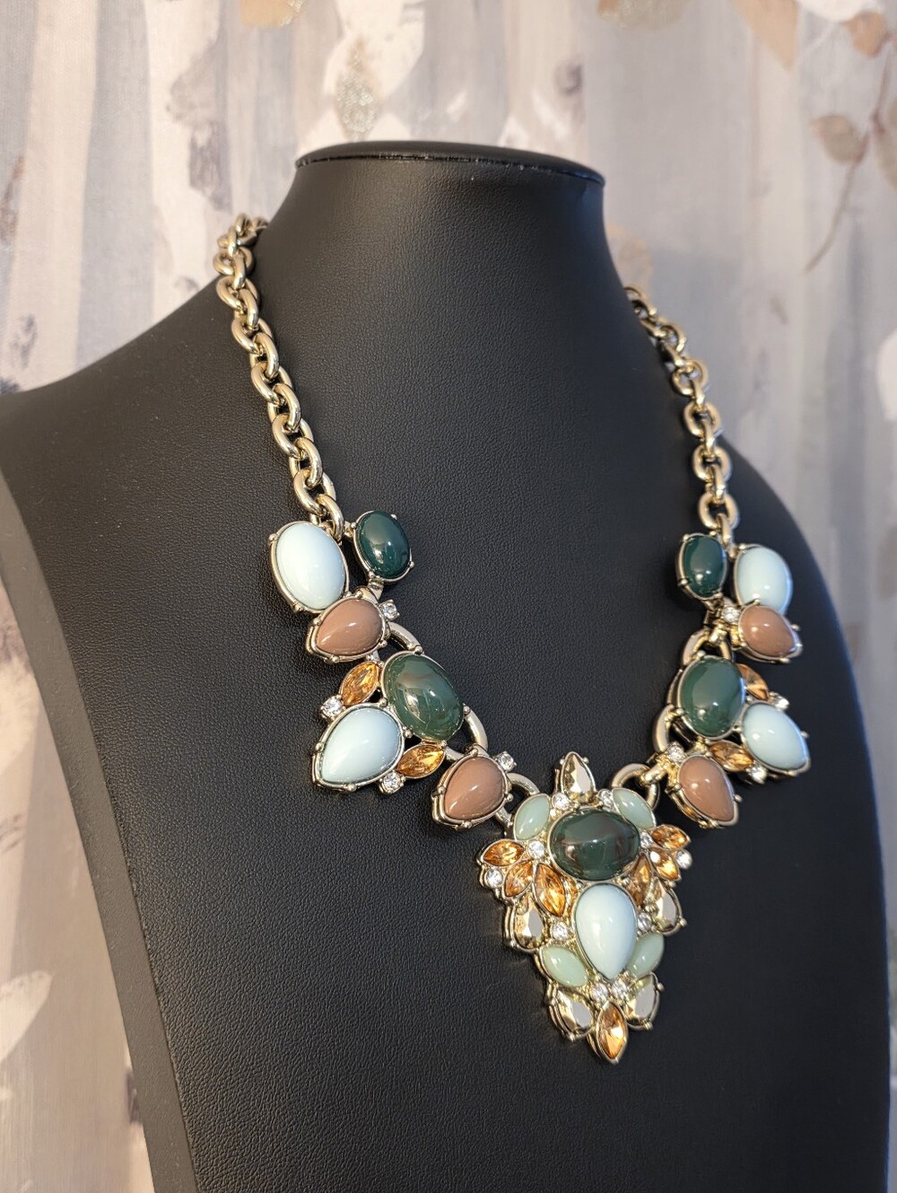 LEE By Lee Angel For Neiman Marcus Cabochon And Crystal 14k Gold Plated Necklace - Picture 15 of 16